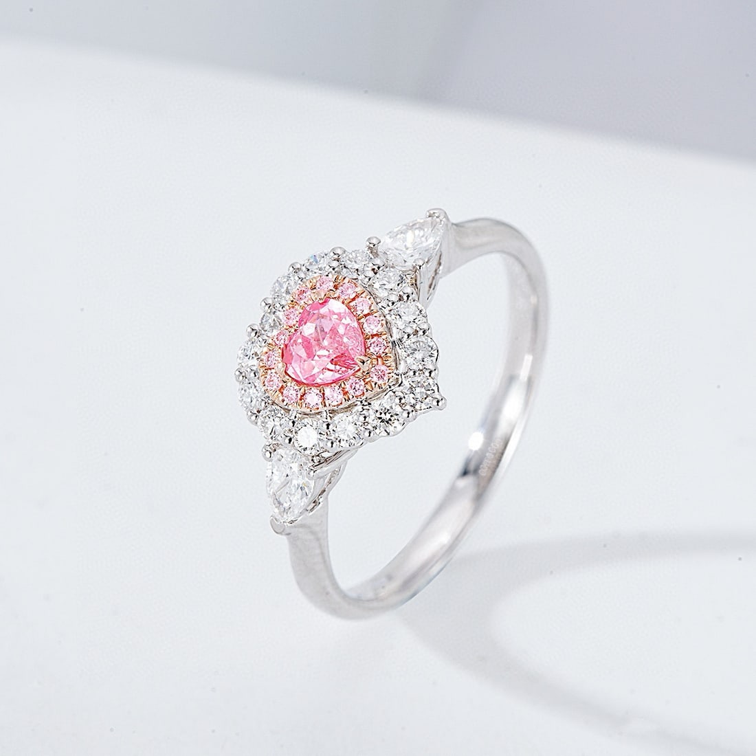 Gia Certified 14k Gold 0.83 Ctw Natural Pink Diamond & Diamond Ring: Ref:230988286 // gold content:14k gold // ring size:7. 25us // // main gemstone:pink diamond // certified:gia // shape:heart // carat weight:0. 31ct // clarity grade:si2 // color:pink // treatment:nat