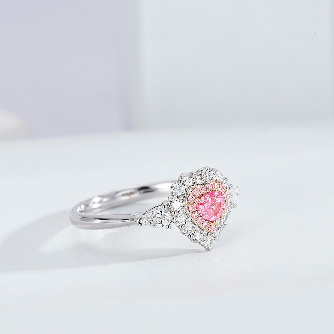 Gia Certified 14k Gold 0.83 Ctw Natural Pink Diamond & Diamond Ring - 2