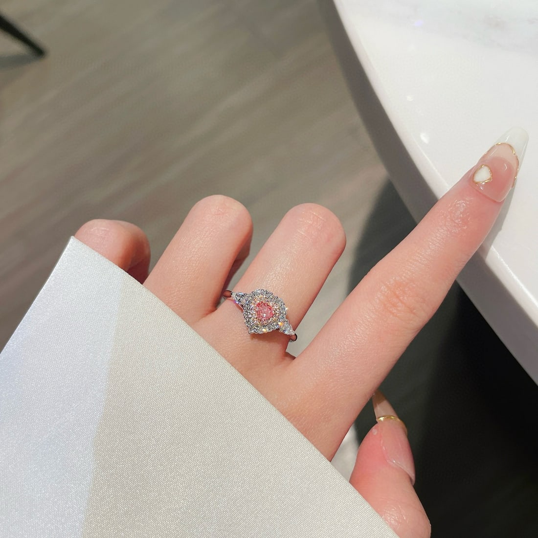 Gia Certified 14k Gold 0.83 Ctw Natural Pink Diamond & Diamond Ring - 4