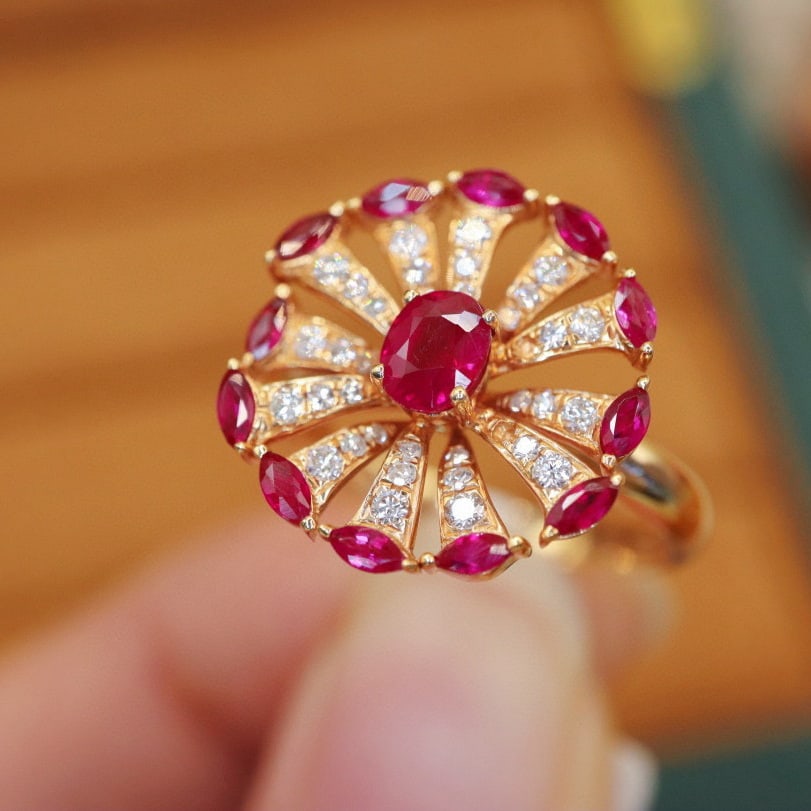 14k Gold 1.16 Ctw Natural Ruby & Ruby Ring - 2