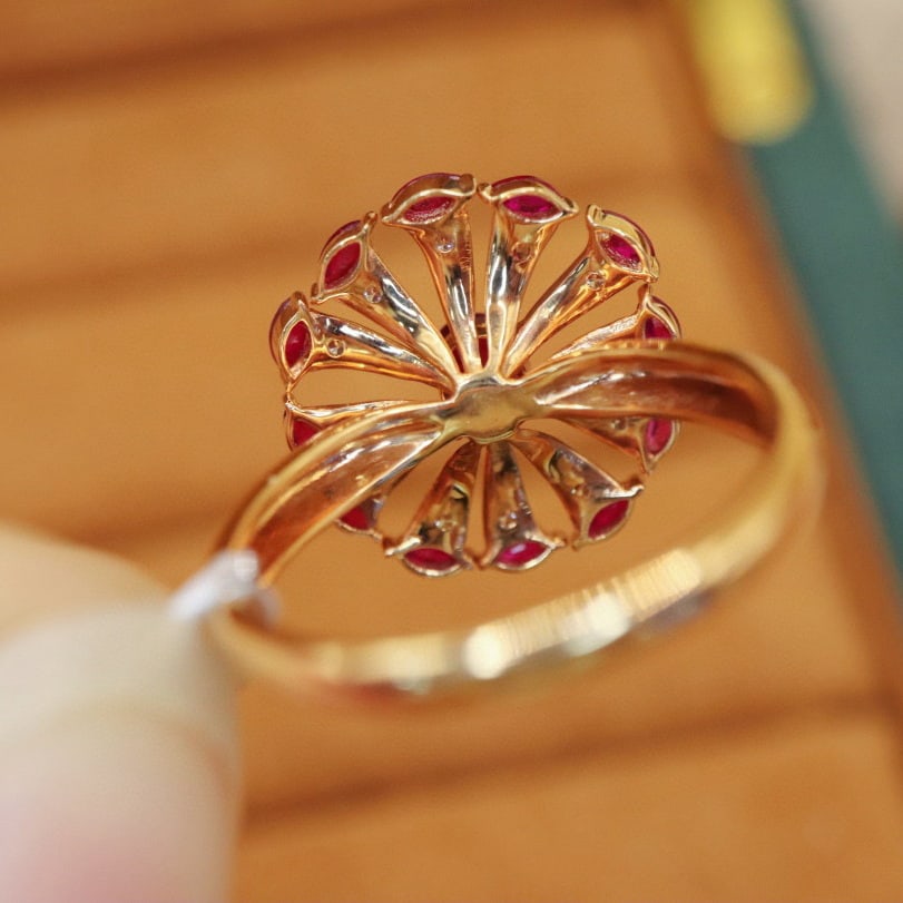 14k Gold 1.16 Ctw Natural Ruby & Ruby Ring - 5