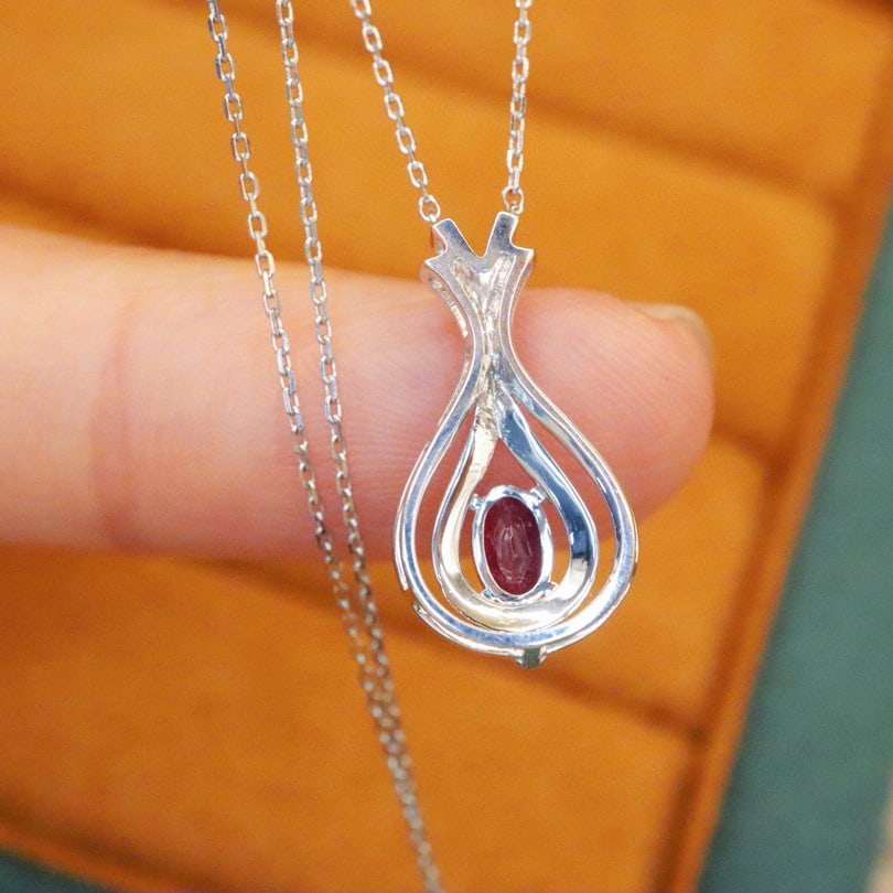 14k Gold 0.52 Ctw Natural Ruby & Ruby Necklace - 5