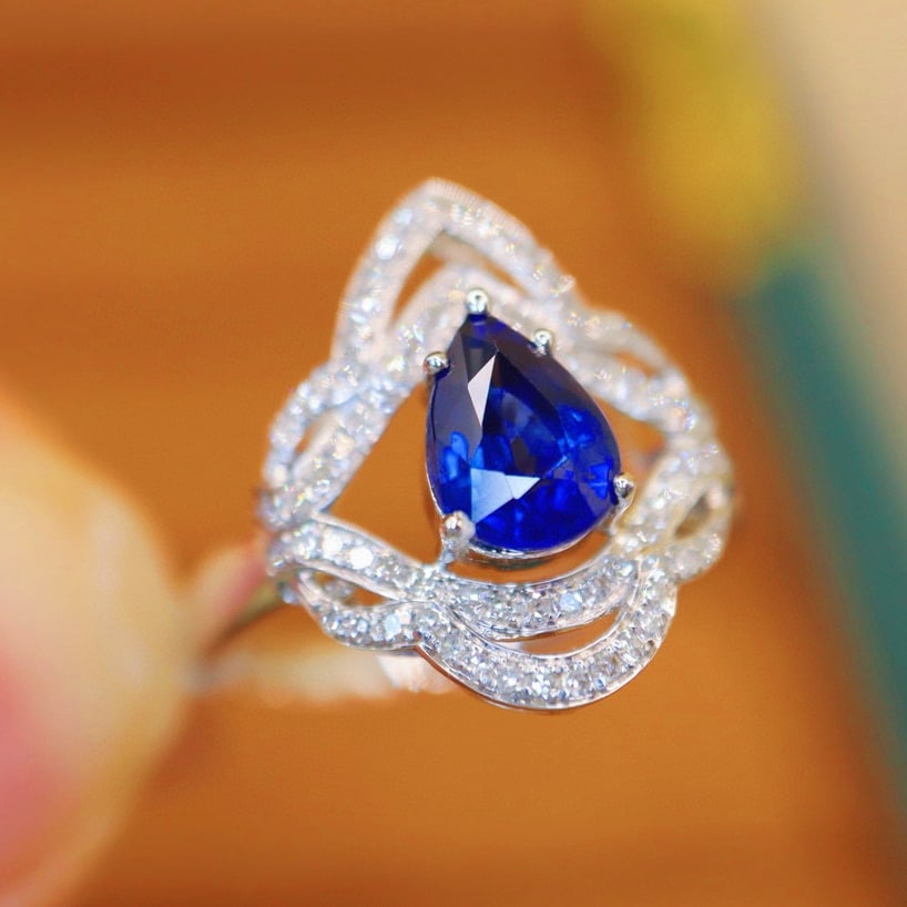 14k Gold 1.56 Ctw Natural Sapphire & Diamond Ring - 3