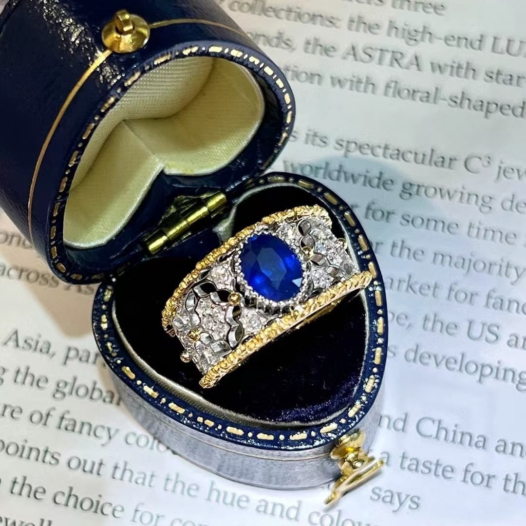 14k Gold 1.44 Ctw Natural Sapphire & Diamond Ring - 5