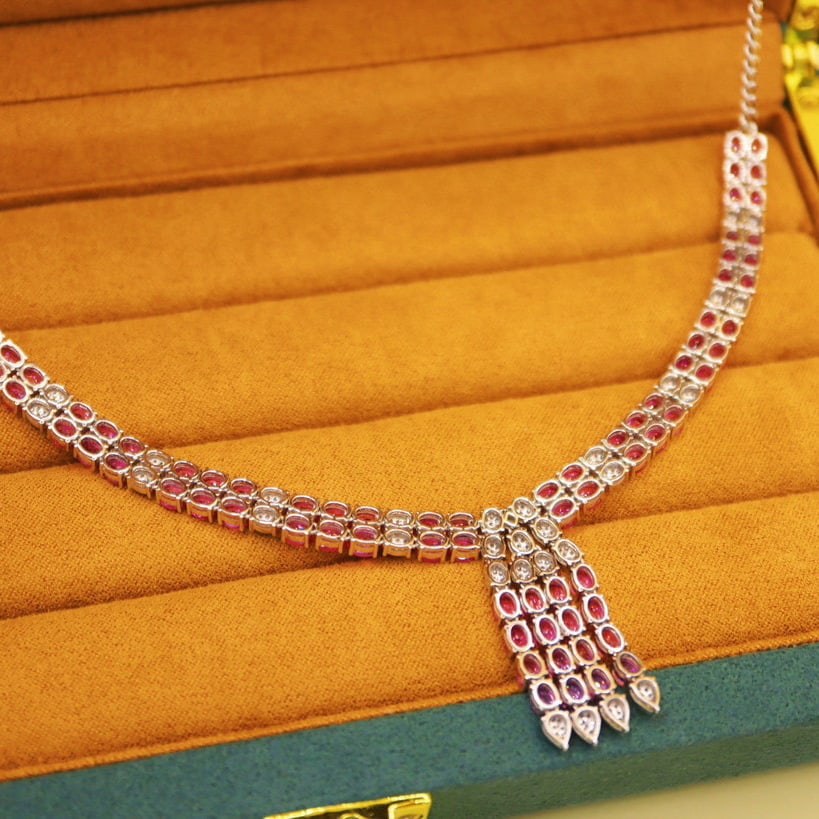 14k Gold 19.42 Ctw Natural Padparadscha Sapphire & Diamond Necklace - 4