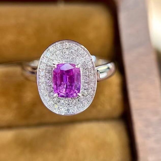 14k Gold 1.38 Ctw Natural Sapphire & Diamond Ring: Ref:230988311 // gold content:14k gold // ring size:7. 25us // // main gemstone:sapphire // shape:octagonal // carat weight:1. 10ct // color:purple // treatment:natural // // adjacent gemstone 2 :
