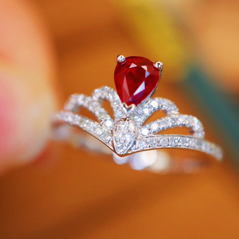 14k Gold 0.74 Ctw Vivid Red Natural Ruby & Diamond Ring - 3