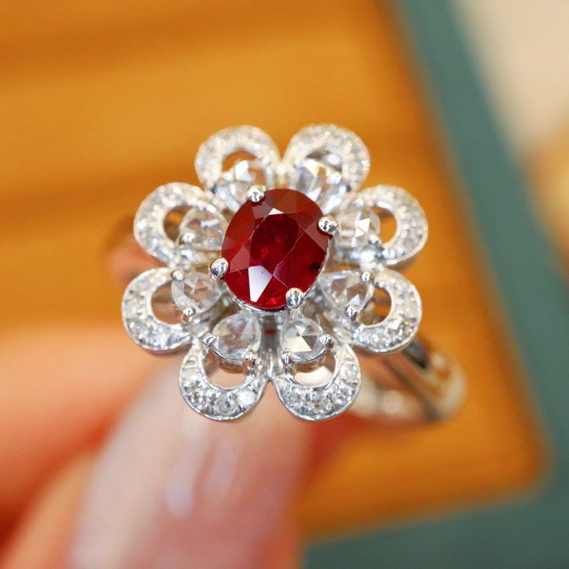 14k Gold 0.87 Ctw Natural Ruby & Diamond Ring/pendant( Without Chain ) - 2