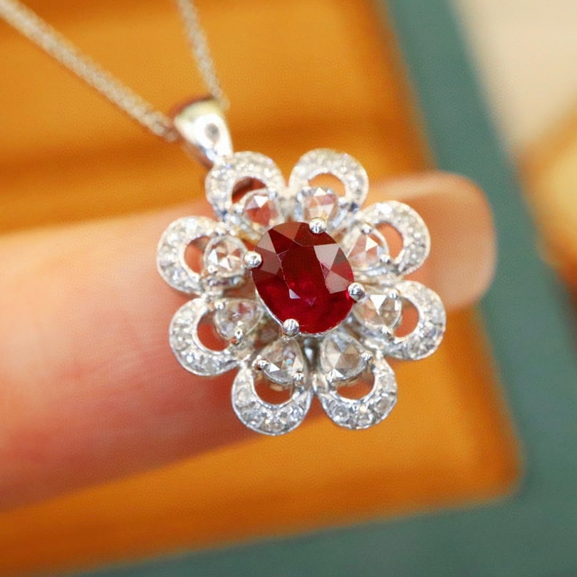 14k Gold 0.87 Ctw Natural Ruby & Diamond Ring/pendant( Without Chain ) - 5