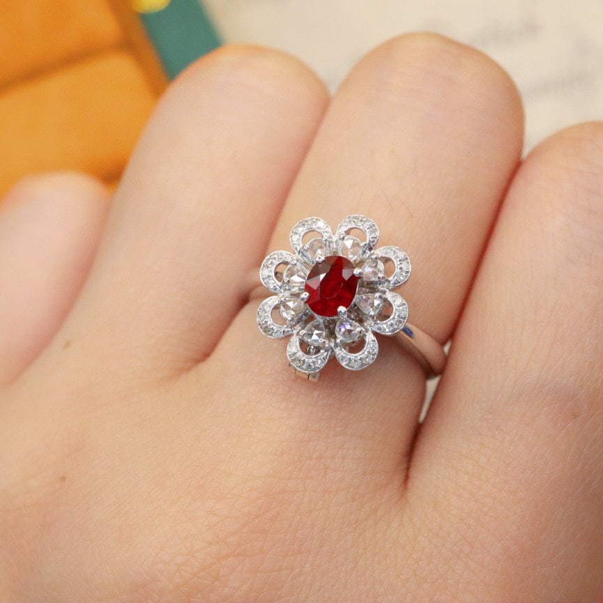 14k Gold 0.87 Ctw Natural Ruby & Diamond Ring/pendant( Without Chain ) - 7