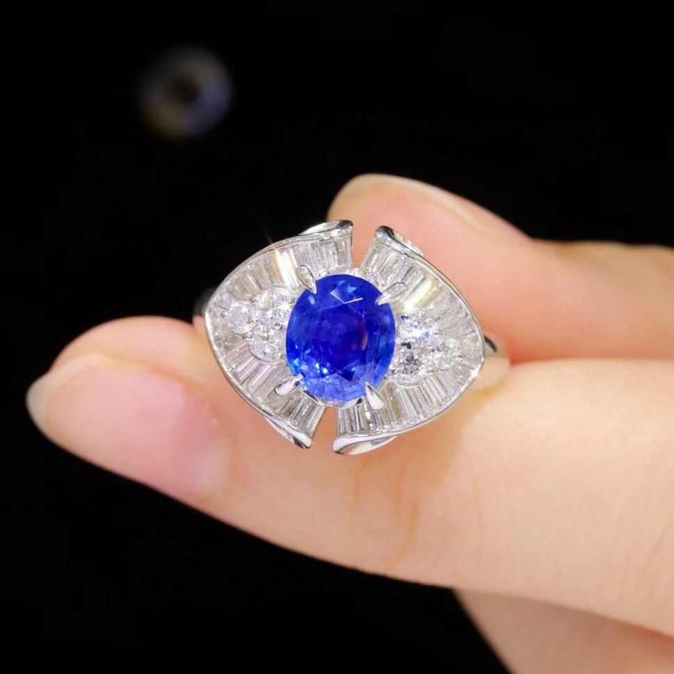 14k Gold 2.03 Ctw Natural Sapphire & Diamond Ring - 2