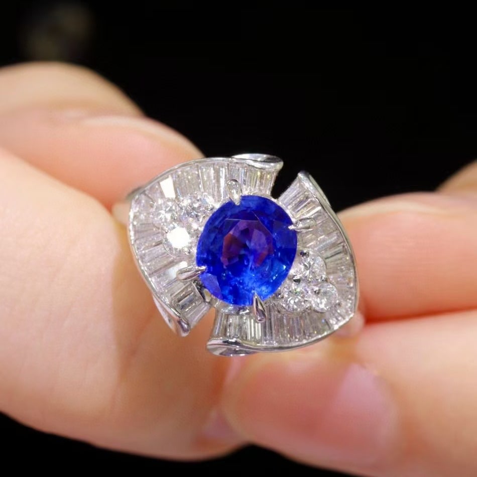 14k Gold 2.03 Ctw Natural Sapphire & Diamond Ring - 3