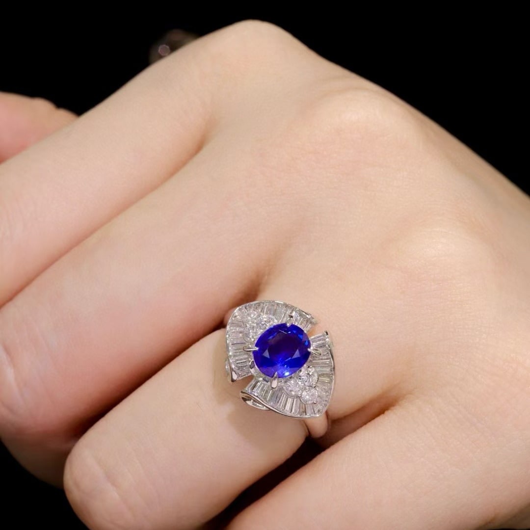 14k Gold 2.03 Ctw Natural Sapphire & Diamond Ring - 4