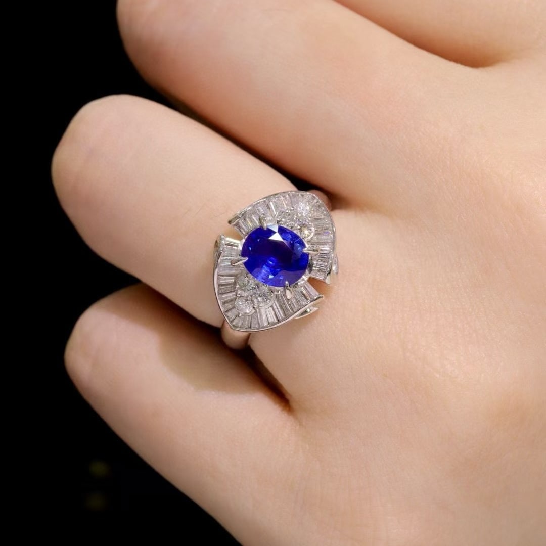 14k Gold 2.03 Ctw Natural Sapphire & Diamond Ring - 5