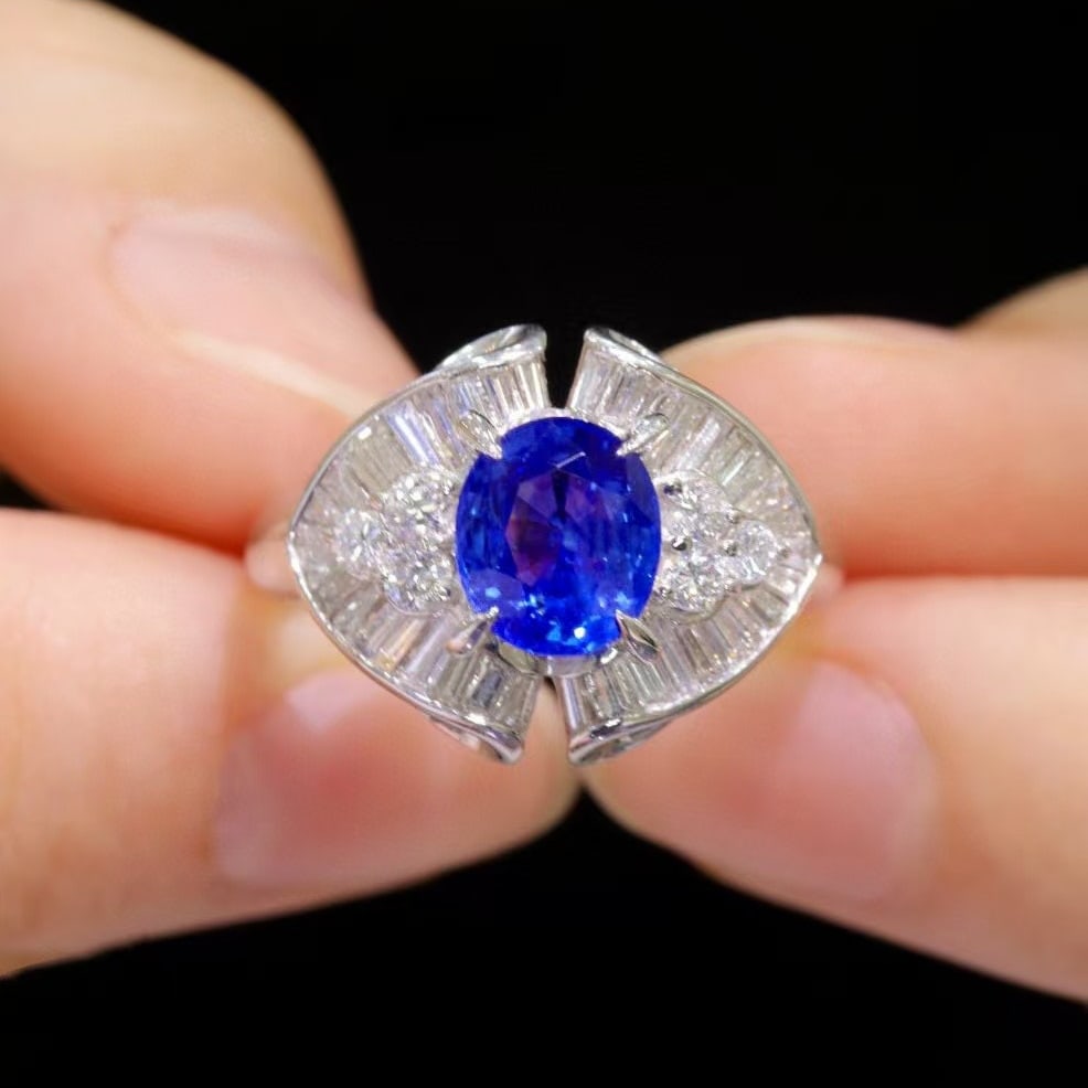 14k Gold 2.03 Ctw Natural Sapphire & Diamond Ring - 6