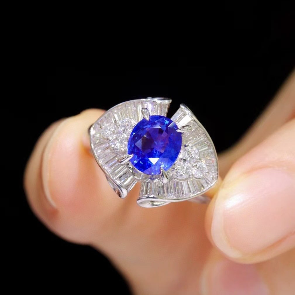 14k Gold 2.03 Ctw Natural Sapphire & Diamond Ring - 7