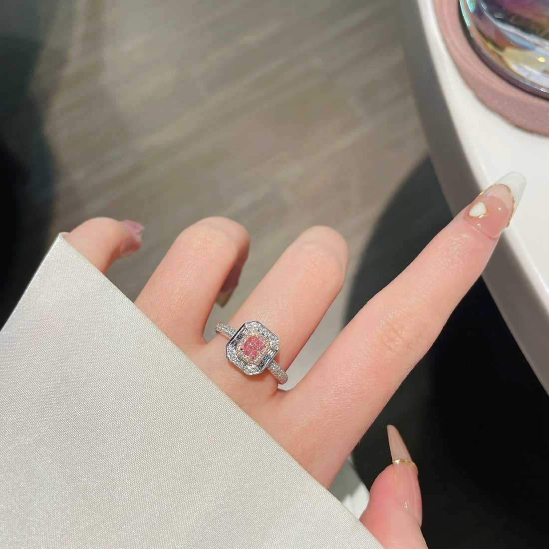 Gia Certified 14k Gold 0.71 Ctw Natural Pink Diamond & Diamond Ring - 5