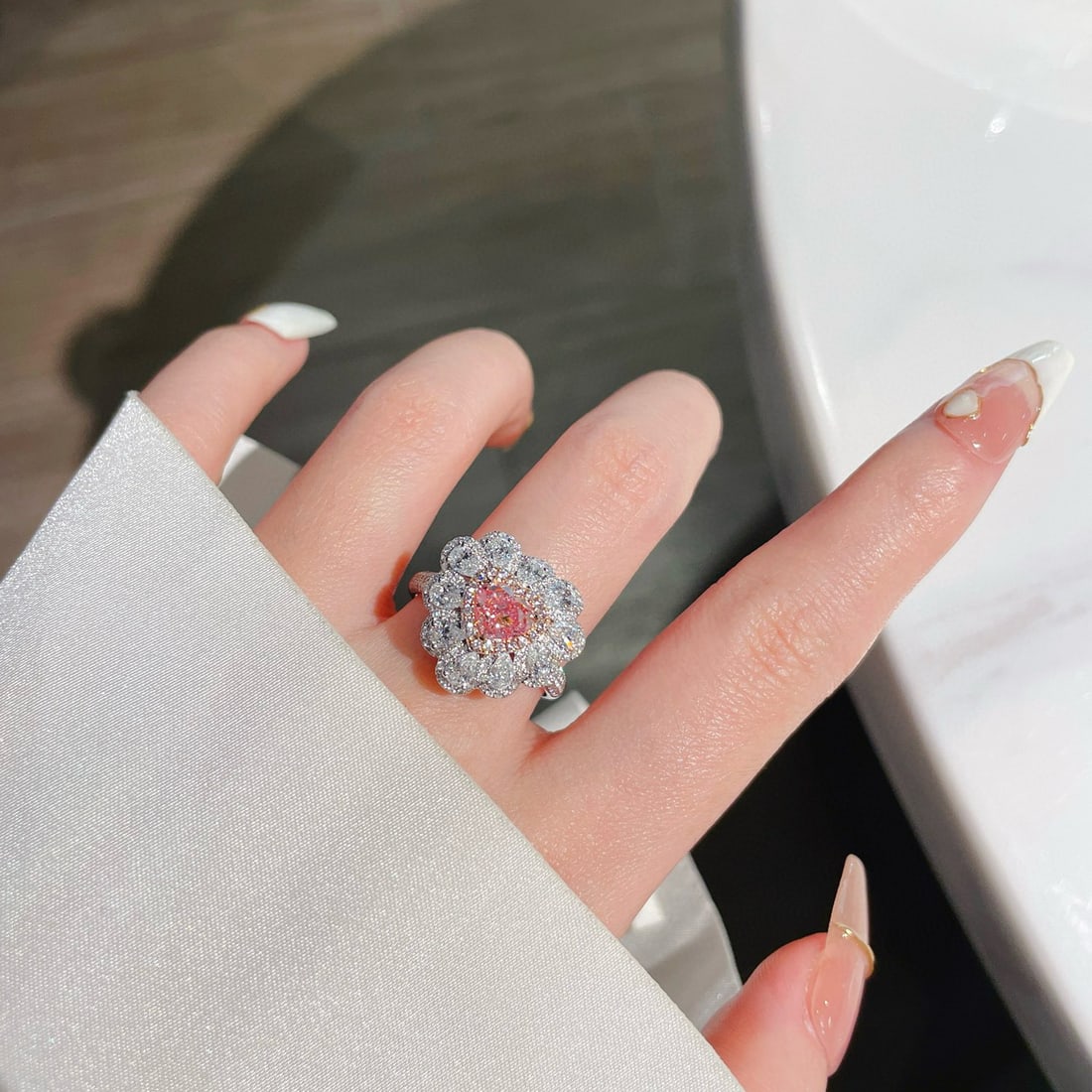 Gia Certified 14k Gold 2.19 Ctw Natural Pink Diamond & Diamond Ring - 2