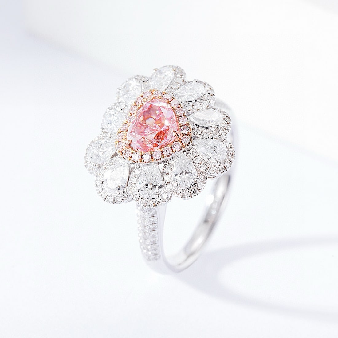 Gia Certified 14k Gold 2.19 Ctw Natural Pink Diamond & Diamond Ring - 4