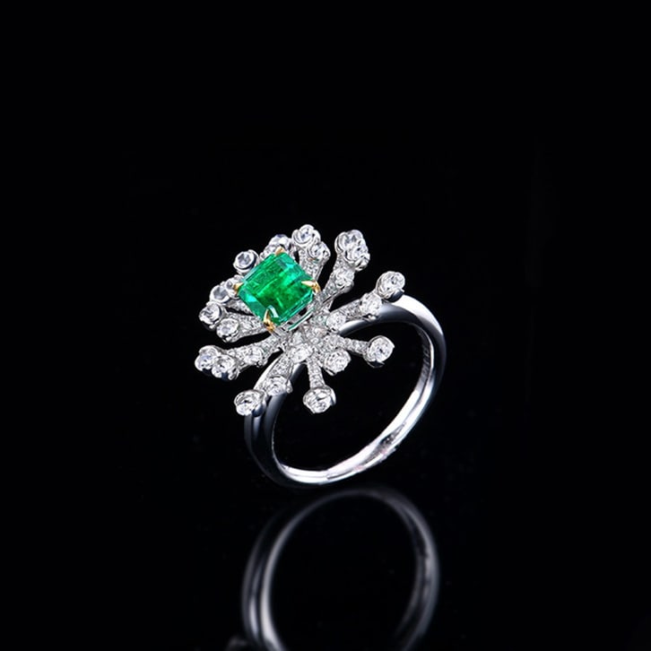 14k Gold 1.76 Ctw Vivid Green Natural Emerald & Diamond Ring/pendant( Without Chain ) - 2
