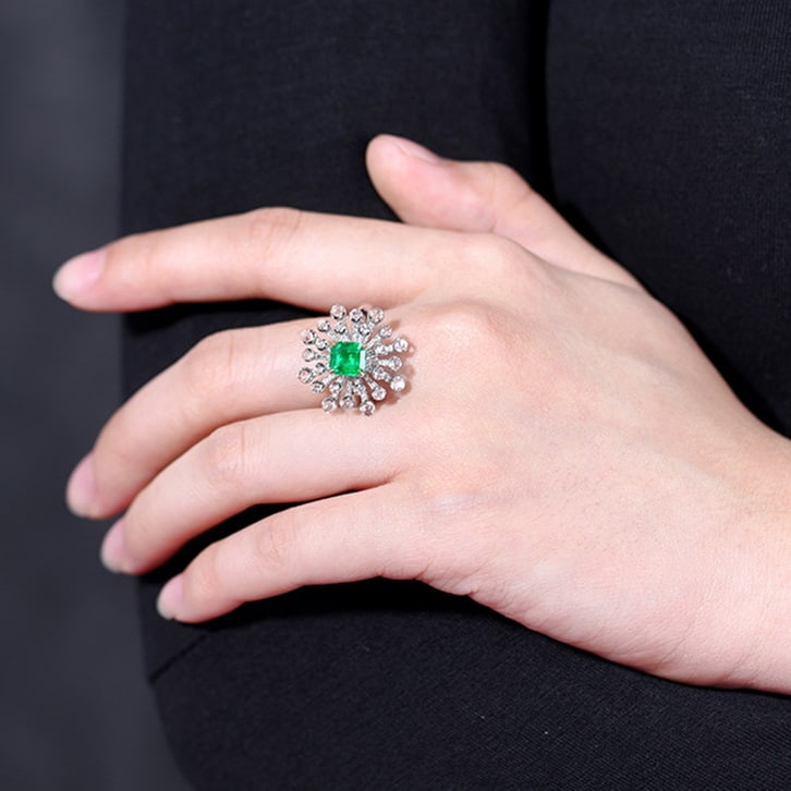 14k Gold 1.76 Ctw Vivid Green Natural Emerald & Diamond Ring/pendant( Without Chain ) - 4
