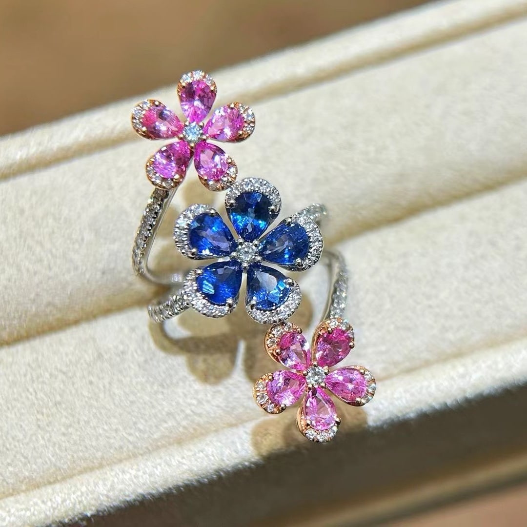 14k Gold 3.72 Ctw Natural Sapphire & Sapphire Ring - 3