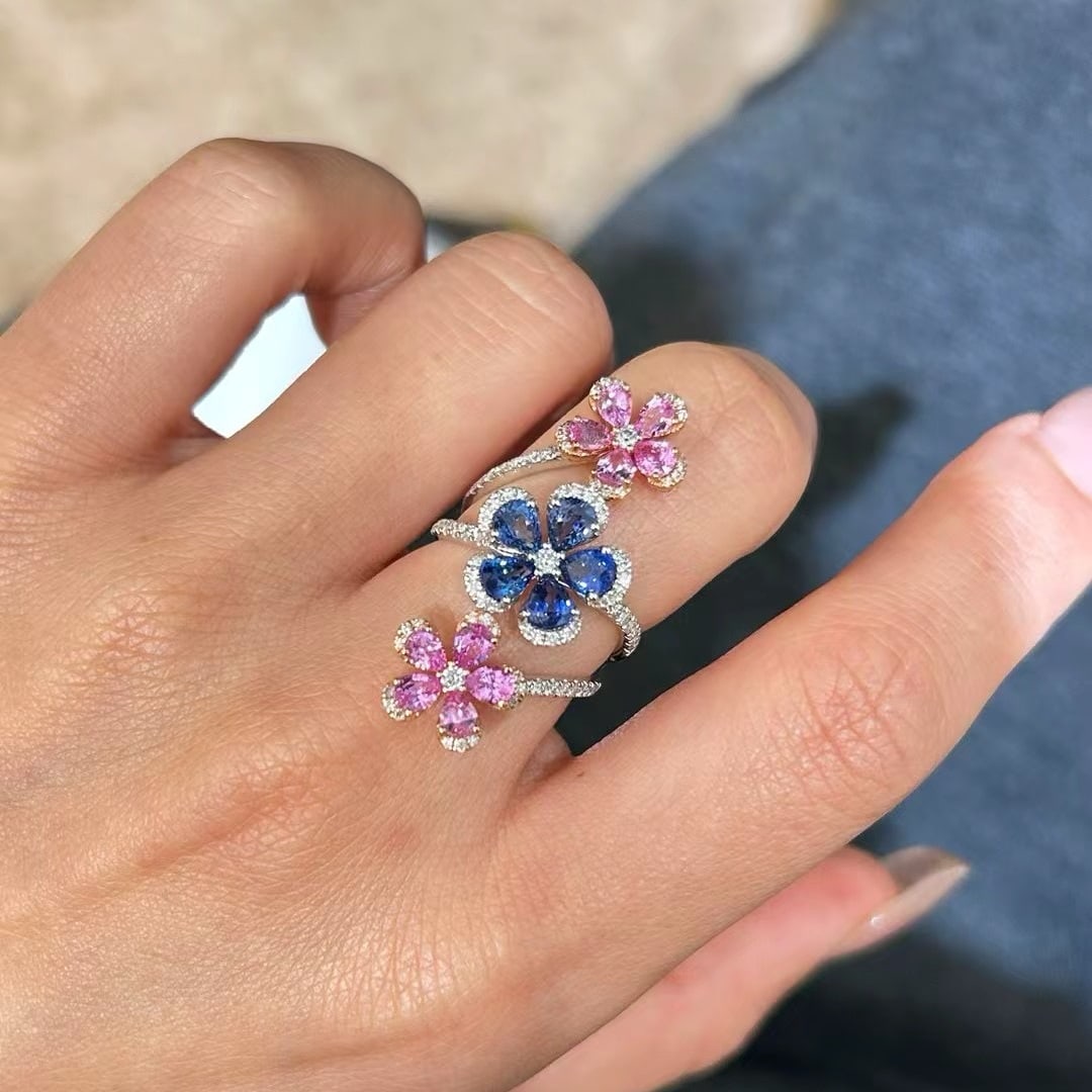 14k Gold 3.72 Ctw Natural Sapphire & Sapphire Ring - 4