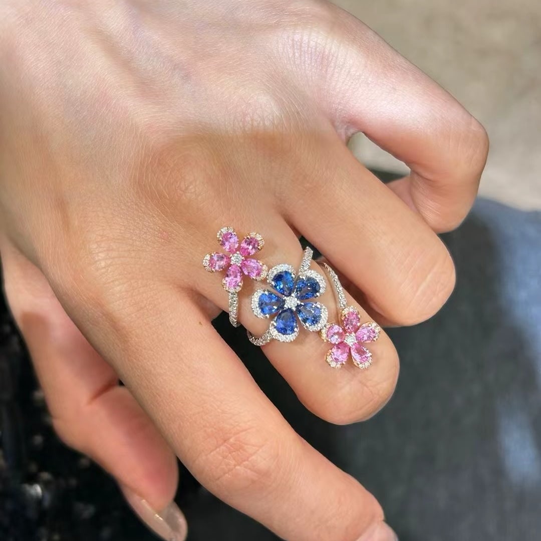 14k Gold 3.72 Ctw Natural Sapphire & Sapphire Ring - 5