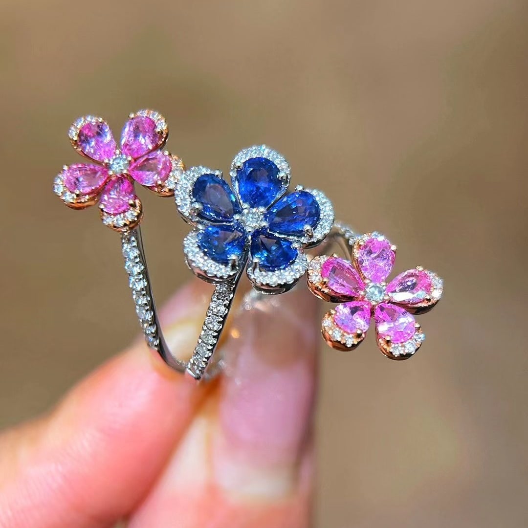 14k Gold 3.72 Ctw Natural Sapphire & Sapphire Ring - 6
