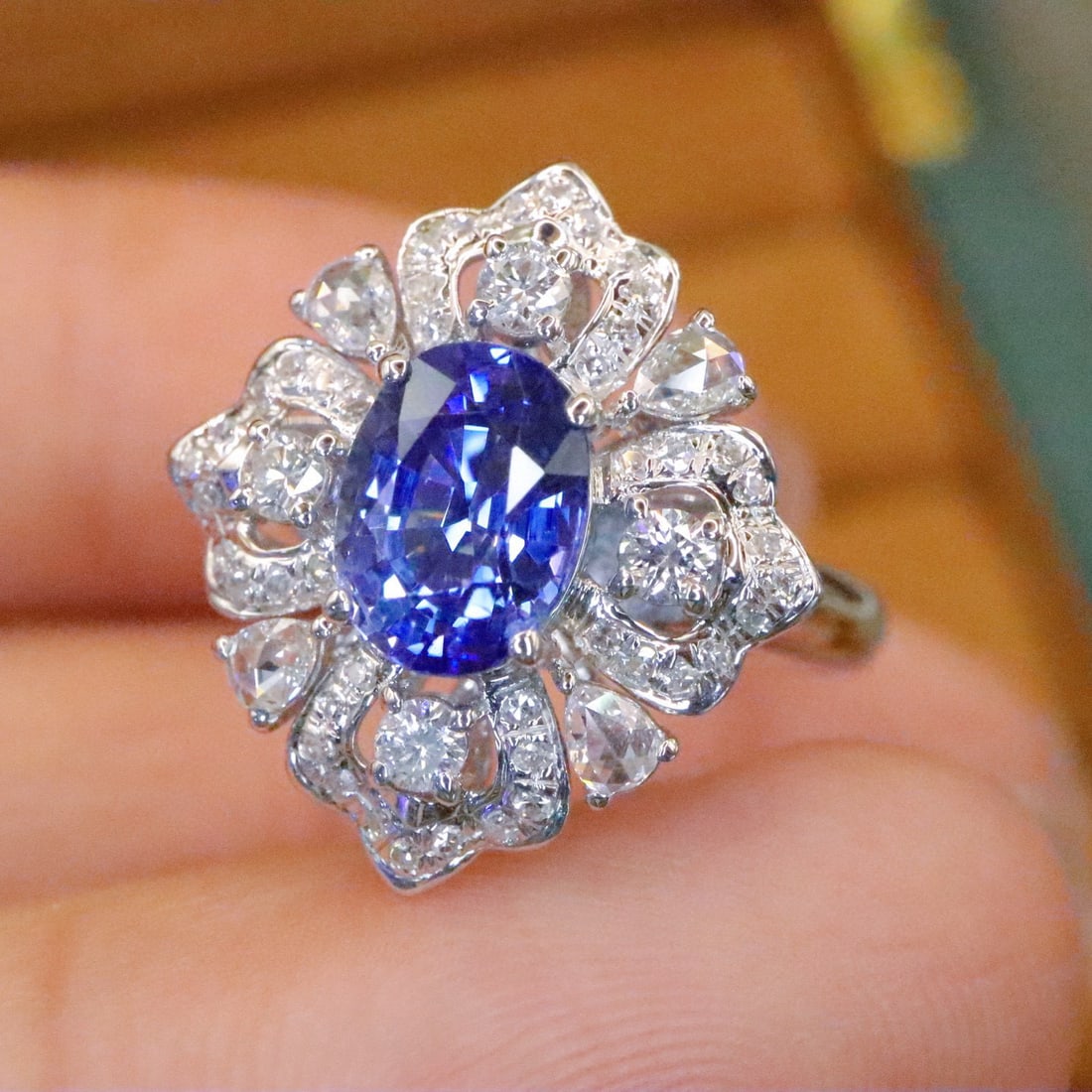 14k Gold 1.97 Ctw Natural Sapphire & Diamond Ring - 2