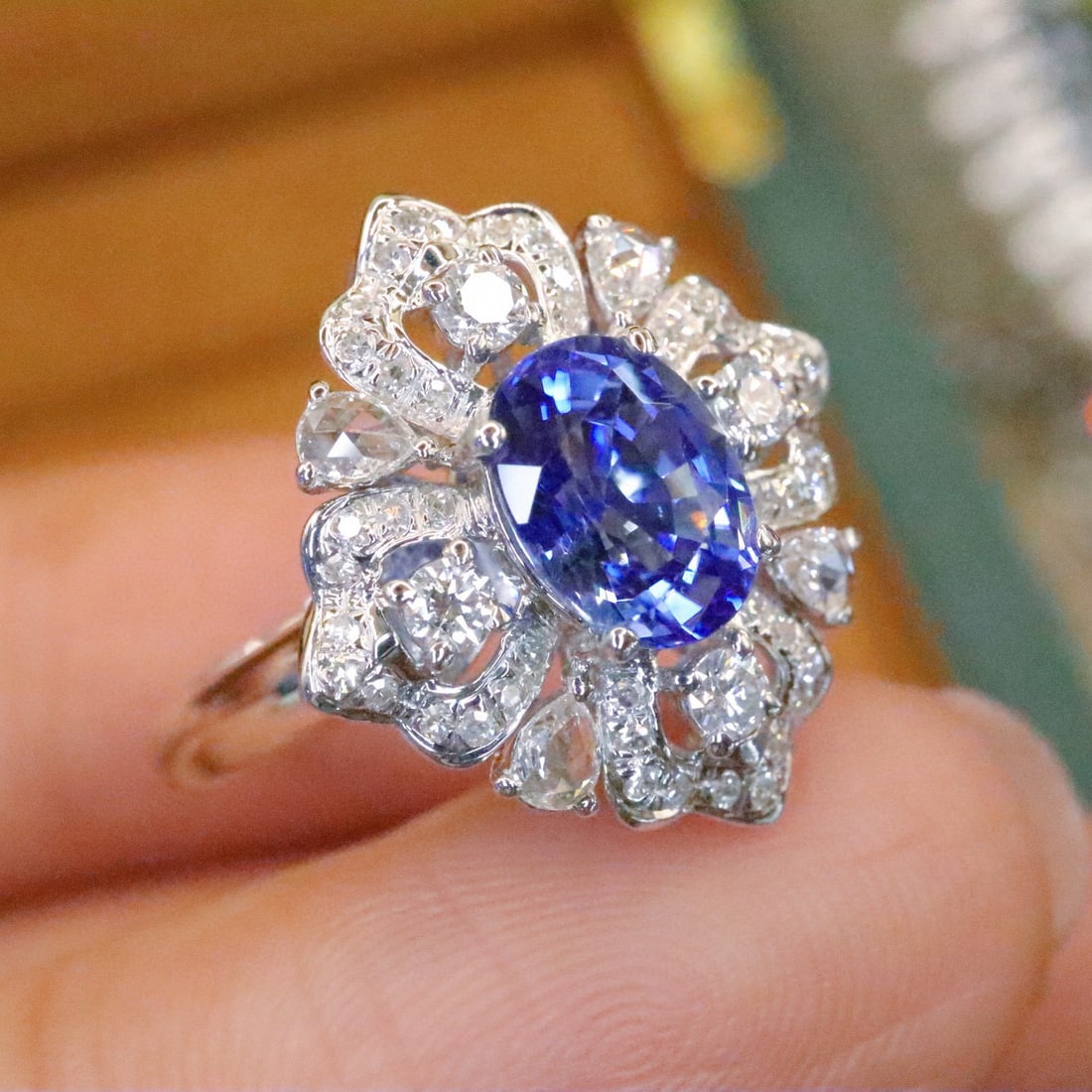 14k Gold 1.97 Ctw Natural Sapphire & Diamond Ring - 3