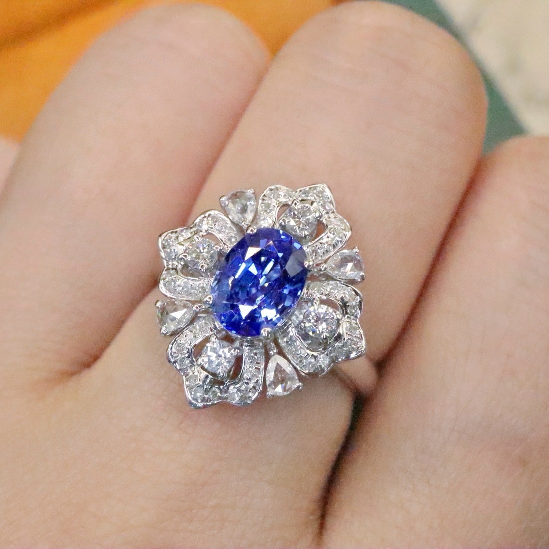 14k Gold 1.97 Ctw Natural Sapphire & Diamond Ring - 5