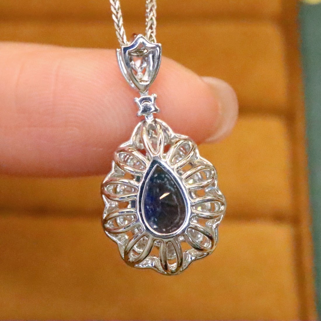 14k Gold 2.42 Ctw Natural Sapphire & Diamond Pendant( Without Chain ) - 4