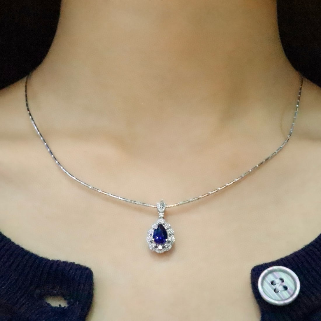 14k Gold 2.42 Ctw Natural Sapphire & Diamond Pendant( Without Chain ) - 5