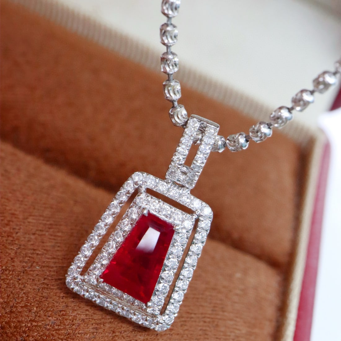 14k Gold 1.37 Ctw Natural Ruby & Diamond Pendant( Without Chain ) - 5