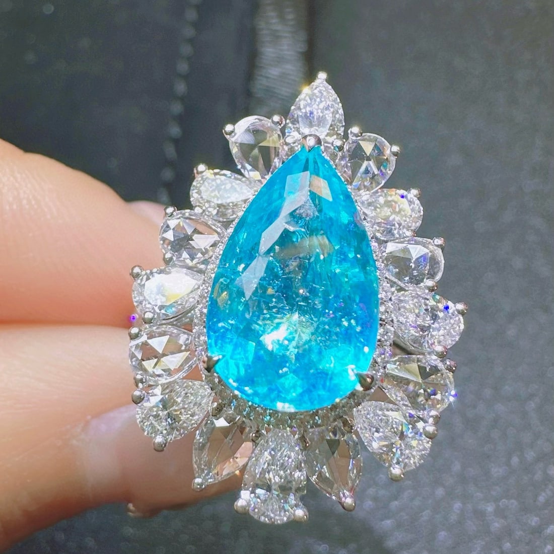 14k Gold 4.82 Ctw Natural Paraiba Tourmaline & Diamond Ring - 3