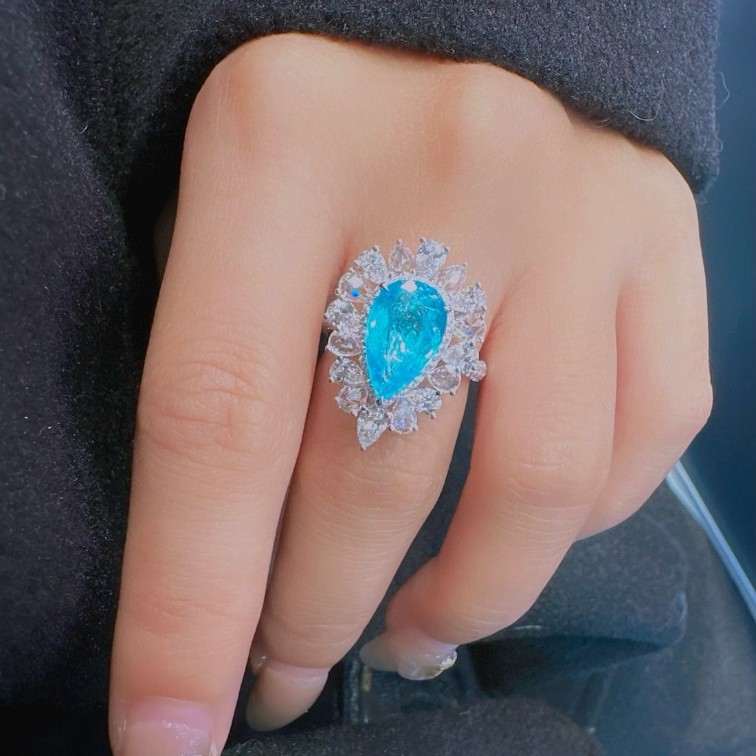 14k Gold 4.82 Ctw Natural Paraiba Tourmaline & Diamond Ring - 4