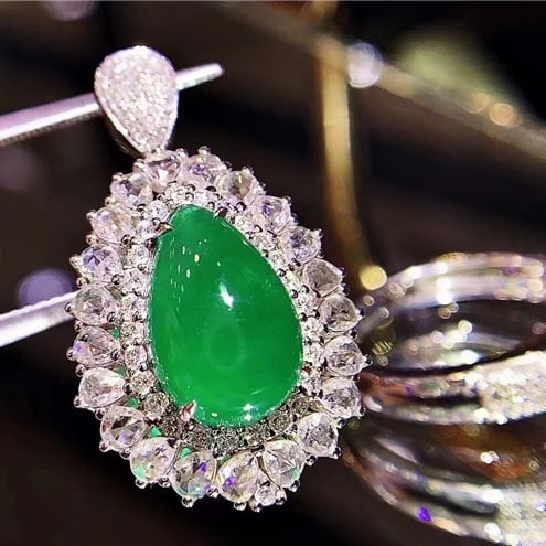 14k Gold 5.81 Ct Vivid Green Natural Emerald & Diamond Ring/pendant( Without Chain ) - 3