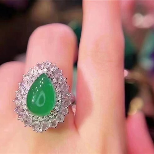 14k Gold 5.81 Ct Vivid Green Natural Emerald & Diamond Ring/pendant( Without Chain ) - 4