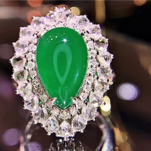 14k Gold 5.81 Ct Vivid Green Natural Emerald & Diamond Ring/pendant( Without Chain ) - 6