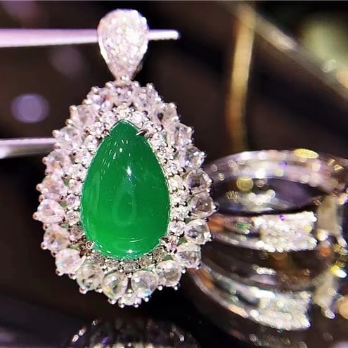14k Gold 5.81 Ct Vivid Green Natural Emerald & Diamond Ring/pendant( Without Chain ) - 8