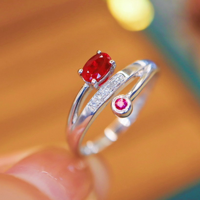 14k Gold 0.45 Ctw Natural Ruby & Ruby Ring - 3