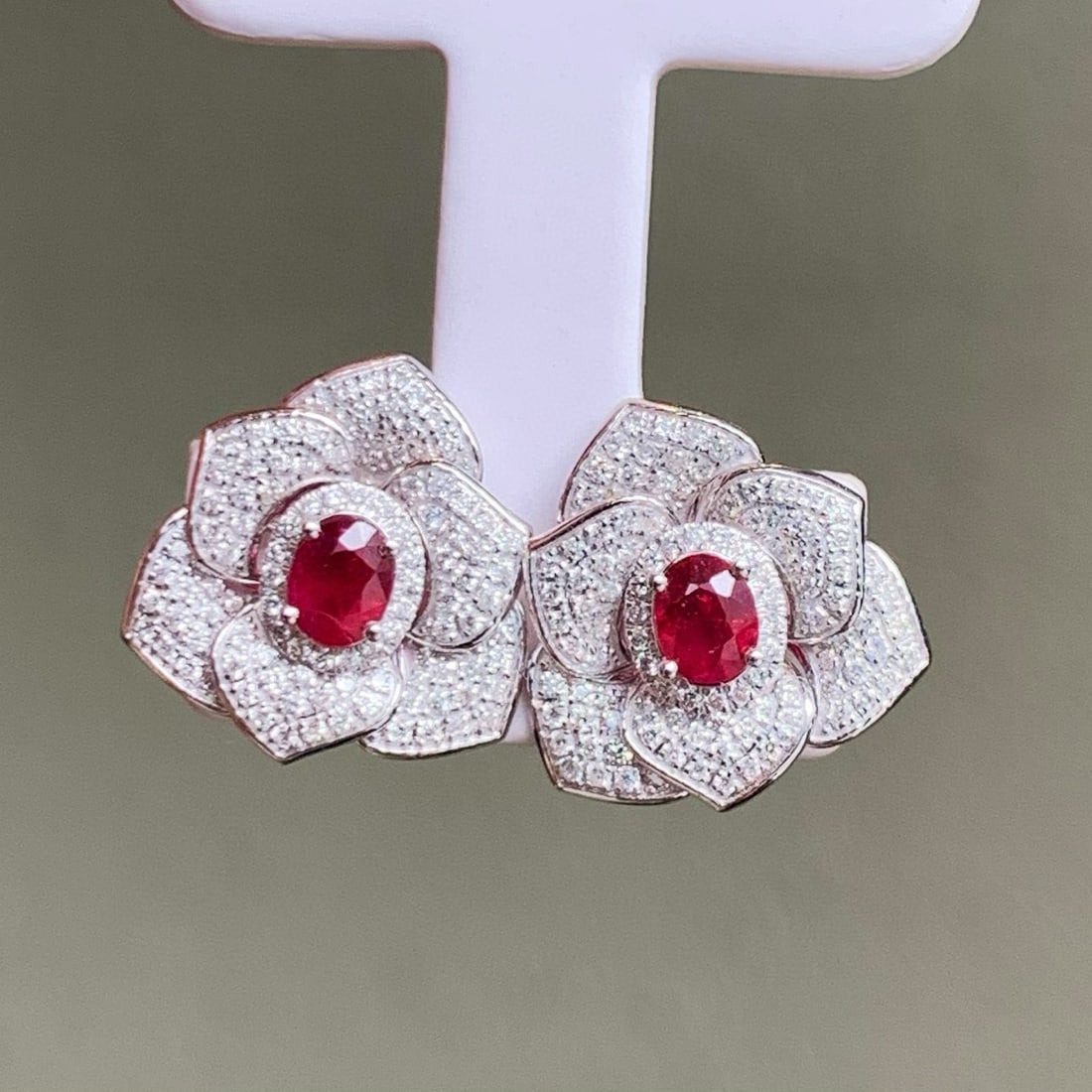 14k Gold 1.31 Ctw Natural Ruby & Diamond Earrings - 5