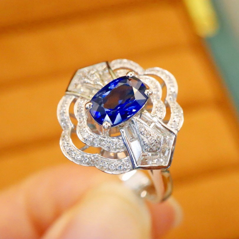 14k Gold 1.80 Ctw Natural Sapphire & Diamond Ring - 3