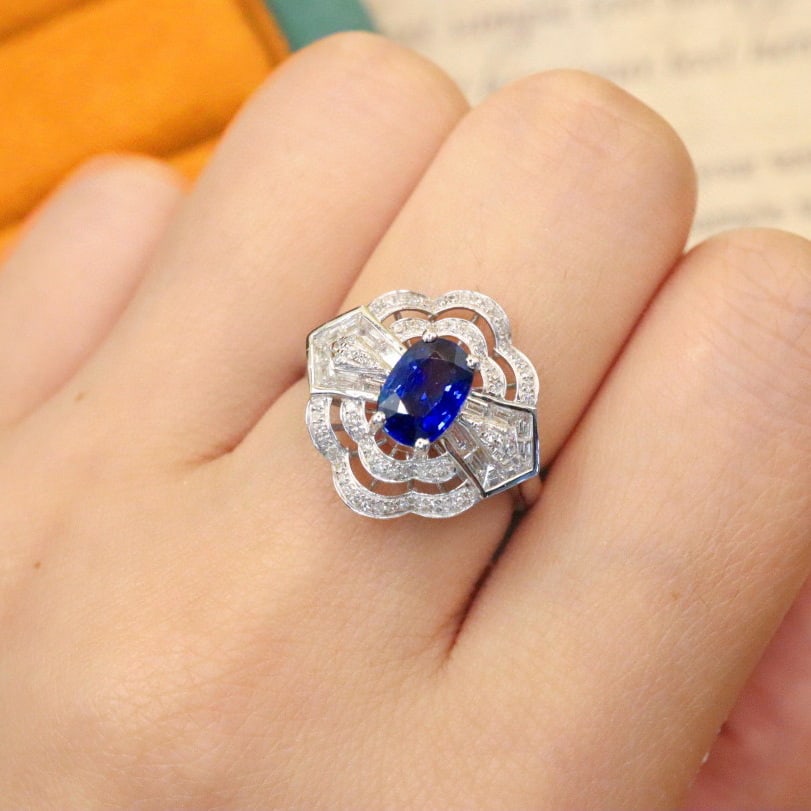 14k Gold 1.80 Ctw Natural Sapphire & Diamond Ring - 5
