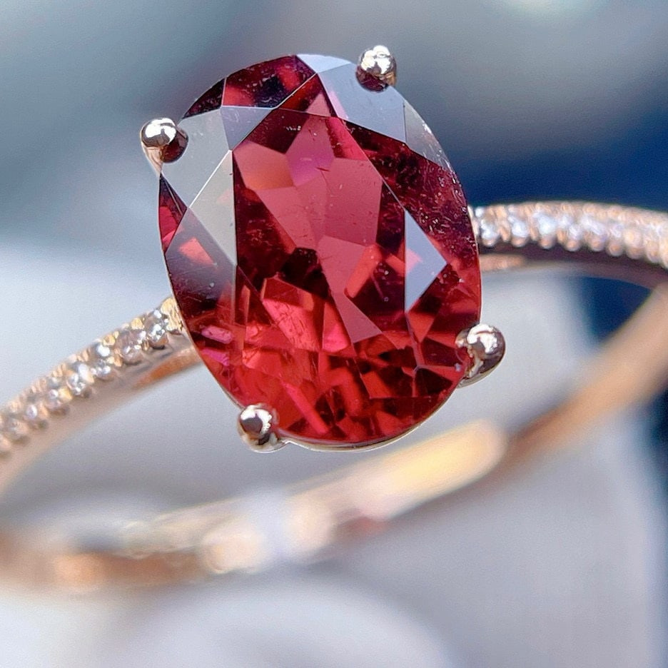 14k Gold 1.75 Ct Natural Tourmaline & Diamond Ring - 2