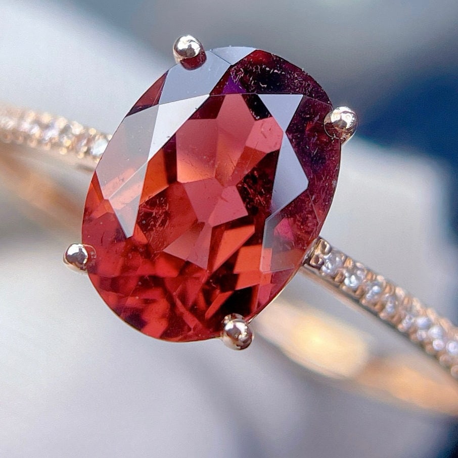 14k Gold 1.75 Ct Natural Tourmaline & Diamond Ring - 3