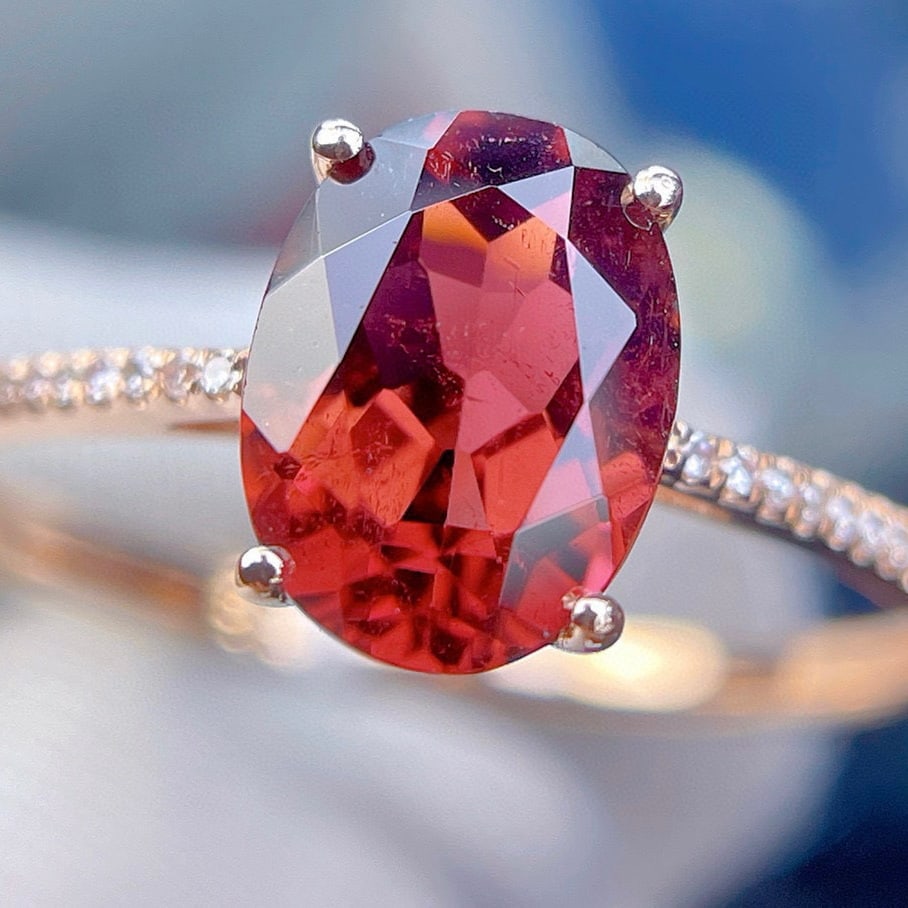 14k Gold 1.75 Ct Natural Tourmaline & Diamond Ring - 5