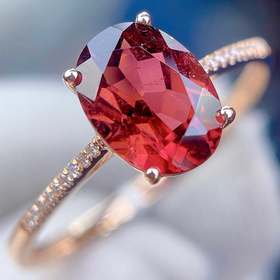 14k Gold 1.75 Ct Natural Tourmaline & Diamond Ring - 6
