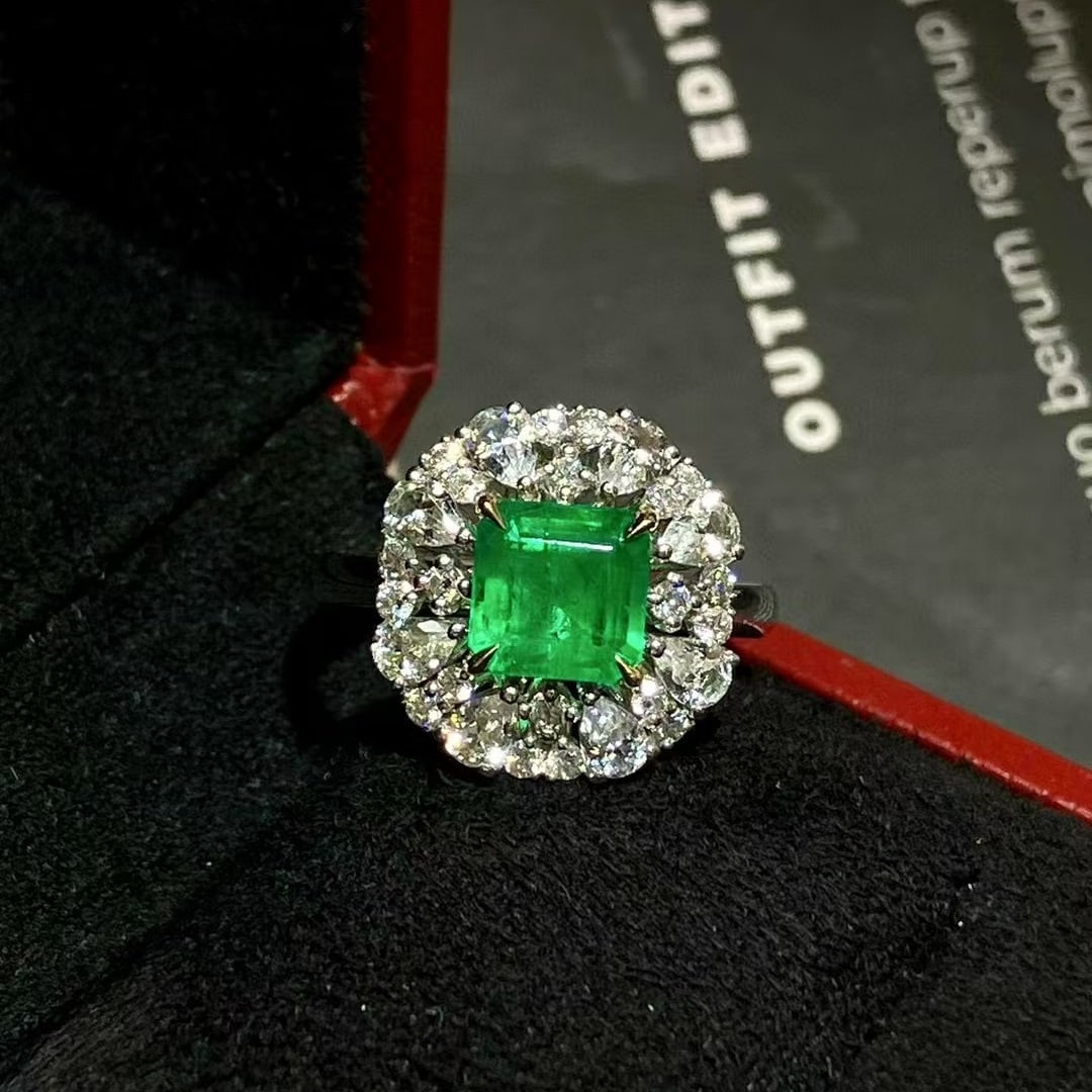 14k Gold 2.51 Ctw Vivid Green Natural Emerald & Sapphire Ring - 2